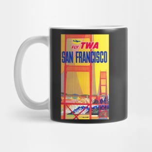Vintage Fly TWA Travel Print To San Francisco, California Mug